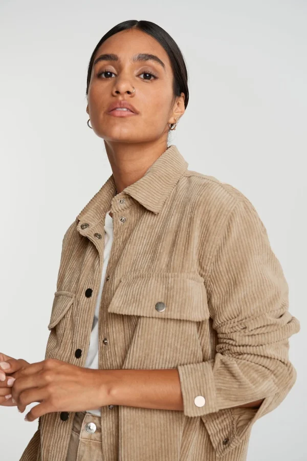 Gina Tricot Cory Corduroy Shirt Beige prix pas cher 1