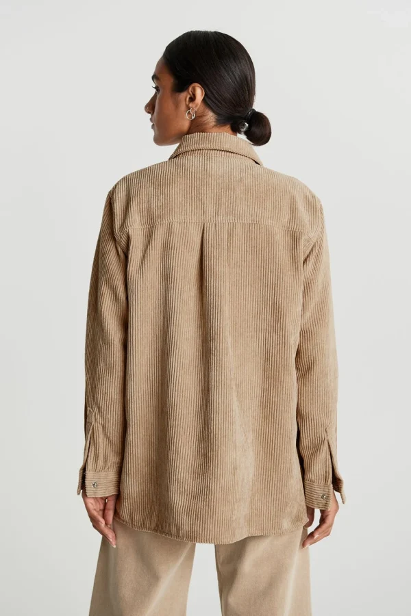 Gina Tricot Cory Corduroy Shirt Beige prix pas cher 3