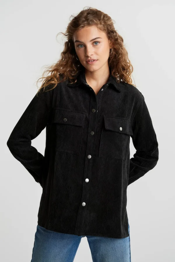De Qualité Gina Tricot Cory Corduroy Shirt Black 1