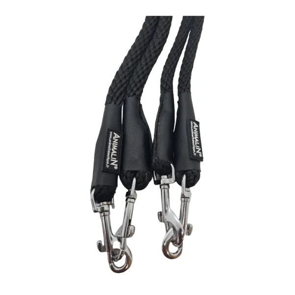 pas cher en vente Animalin® : Laisse Double Connexion Mousq. Inox – 190 Cm – 3 Diam. – 5 Coloris 1