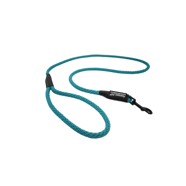 mode Laisse Corde Animalin® Turquoise 1,2 M – 3 Diam. – Mousqueton Noir Ou Inox 1